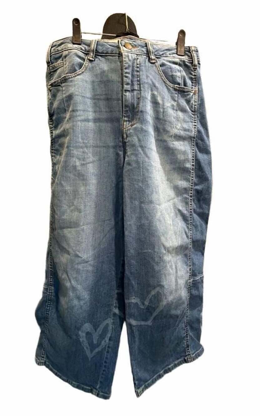 889 Pilcro Wide Leg Jeans Size 29 Blue Heart Print